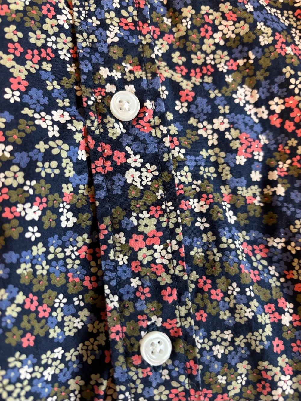 J. Crew Black/Floral Classic Flex Washed Button-Up Short Sleeve Shirt, Sz L